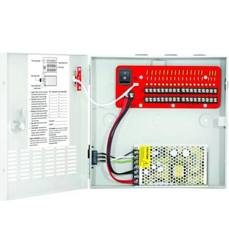Seco-Larm Switching CCTV Power Supply. 18 Outputs, 10 Amps, PTC fuses, individual status LEDs for e SLM-PC-U1810-PULQ